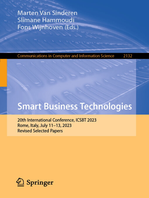 Title details for Smart Business Technologies by Marten Van Sinderen - Available